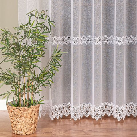 Firanka z aplikacją, pasowa na markizecie, wys. 280cm, kolor biały 009314/433/001/000280/1