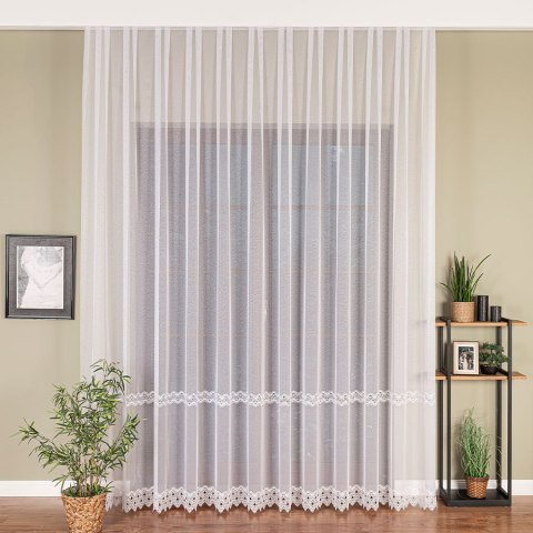 Firanka z aplikacją, pasowa na markizecie, wys. 280cm, kolor biały 009314/433/001/000280/1