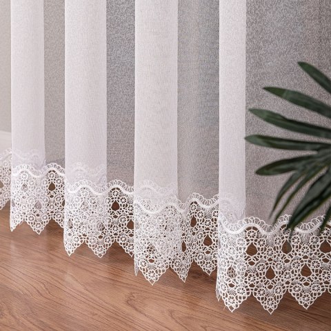 Firanka z aplikacją, pasowa na markizecie, wys. 280cm, kolor biały 009314/433/001/000280/1