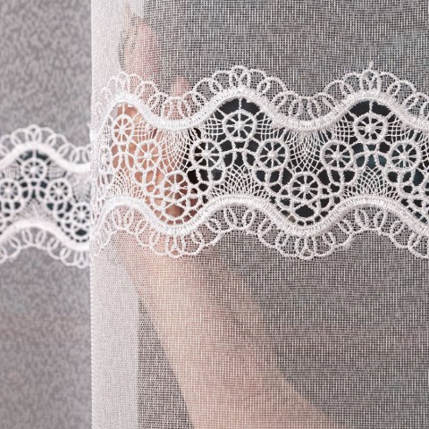 Firanka z aplikacją, pasowa na markizecie, wys. 280cm, kolor biały 009314/433/001/000280/1