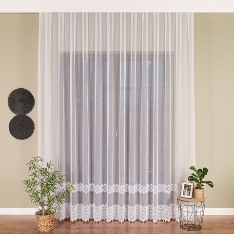 Firanka z aplikacją, pasowa na markizecie, wys. 280cm, kolor biały 009377/178/001/000280/1