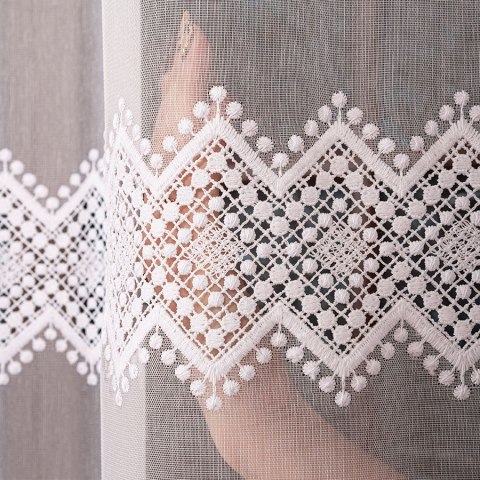 Firanka z aplikacją, pasowa na markizecie, wys. 280cm, kolor biały 009377/178/001/000280/1