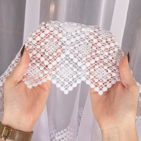 Firanka z aplikacją, pasowa na markizecie, wys. 280cm, kolor biały 009377/178/001/000280/1