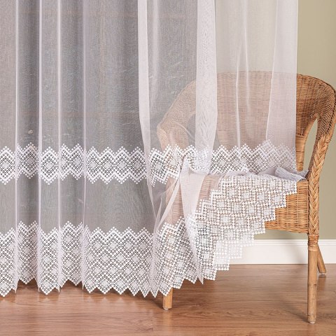 Firanka z aplikacją, pasowa na markizecie, wys. 280cm, kolor biały 009377/178/001/000280/1