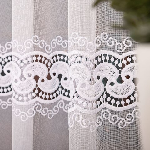 Firanka z aplikacją, pasowa na markizecie, wys. 280cm, kolor biały 009397/433/001/000280/1