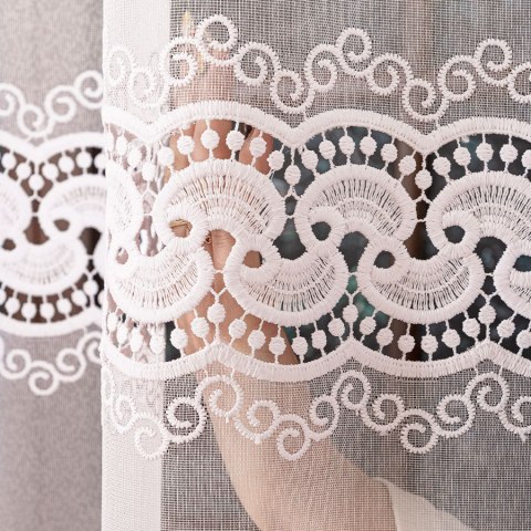 Firanka z aplikacją, pasowa na markizecie, wys. 280cm, kolor biały 009397/433/001/000280/1