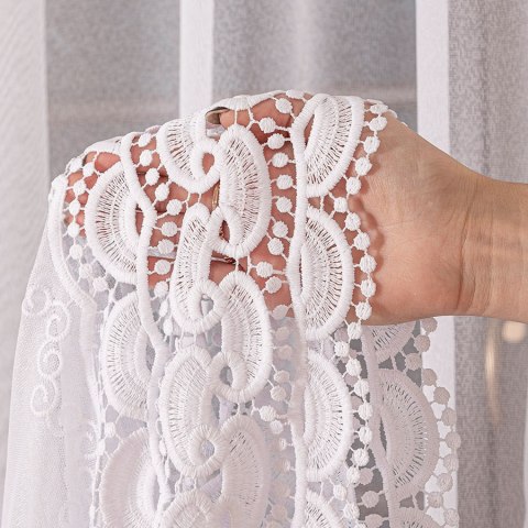 Firanka z aplikacją, pasowa na markizecie, wys. 280cm, kolor biały 009397/433/001/000280/1