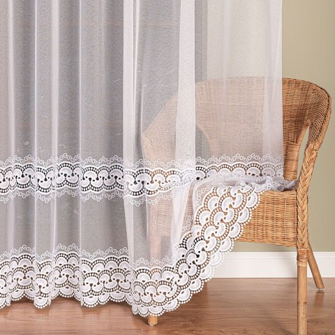 Firanka z aplikacją, pasowa na markizecie, wys. 280cm, kolor biały 009397/433/001/000280/1