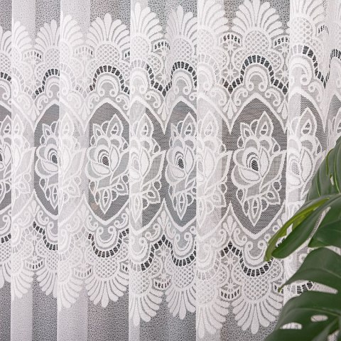 Firanka żakardowa, pasowa, wys. 150cm, kolor biały 361370/000/001/000150/1