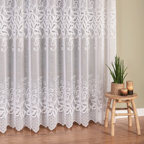 Firanka żakardowa, pasowa, wys. 250cm, kolor biały 360950/000/001/000250/1