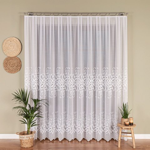 Firanka żakardowa, pasowa, wys. 250cm, kolor biały 360950/000/001/000250/1