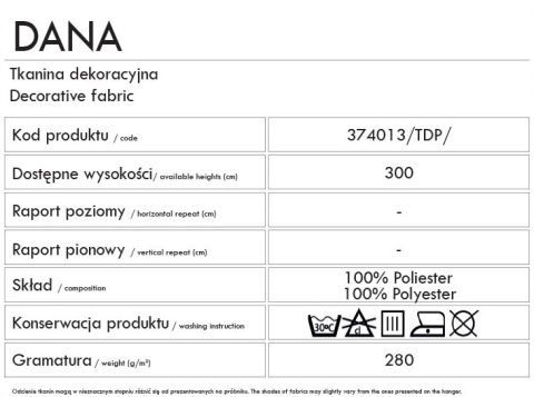 DANA Tkanina na zasłony, wys. 300cm, kolor 013 jasny brązowy 374013/TDP/013/000300/1