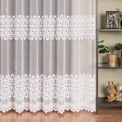 Firanka haftowana na markizecie, pasowa, wys. 280cm, kolor biały 009363/433/001/000280/1