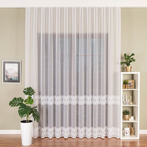 Firanka haftowana na markizecie, pasowa, wys. 280cm, kolor biały 009366/433/001/000280/1