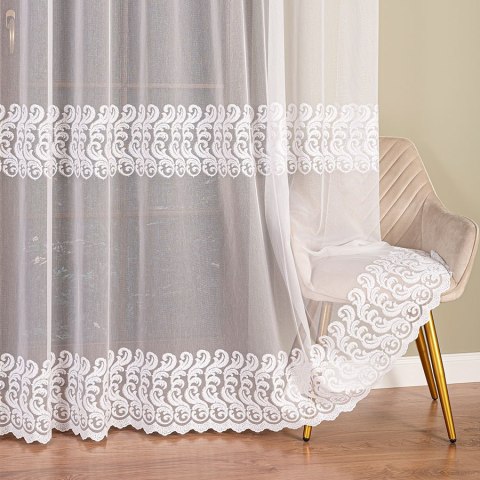 Firanka haftowana na markizecie, pasowa, wys. 280cm, kolor biały 009366/433/001/000280/1