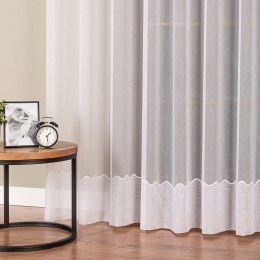 Firanka haftowana ze wzorem na samym dole, wys. 300cm, kolor biały z białym haftem 009504/768/001/000300/1