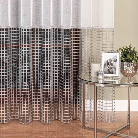 Firanka z aplikacją na markizecie, pasowa, wys. 280cm, kolor 046 biały z szarym dołem 081773/433/046/000280/1