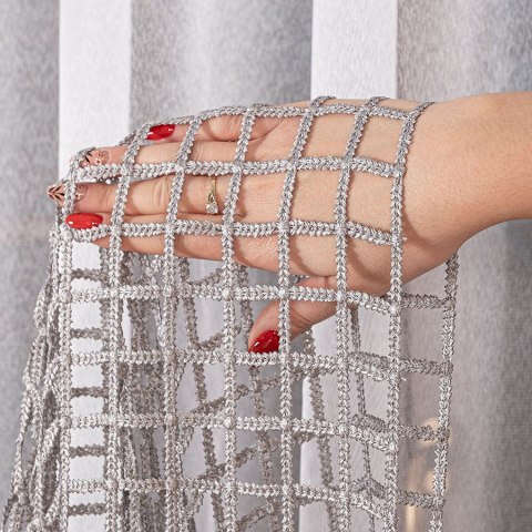 Firanka z aplikacją na markizecie, pasowa, wys. 280cm, kolor 046 biały z szarym dołem 081773/433/046/000280/1