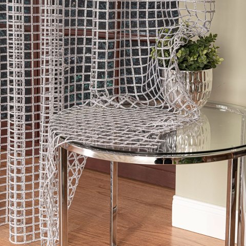 Firanka z aplikacją na markizecie, pasowa, wys. 280cm, kolor 046 biały z szarym dołem 081773/433/046/000280/1