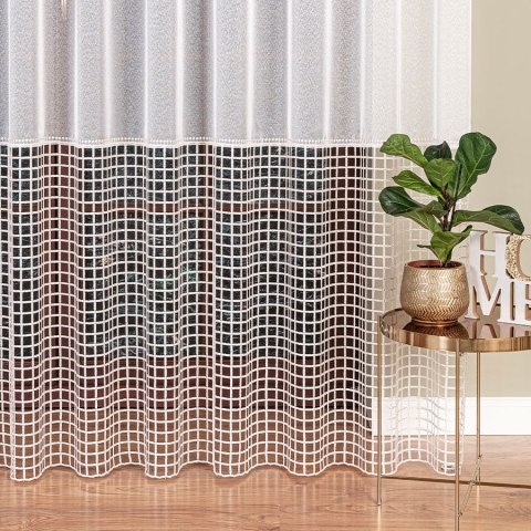 Firanka z aplikacją na markizecie, pasowa, wys. 280cm, kolor 202 biały z kremowym dolem 081773/433/202/000280/1