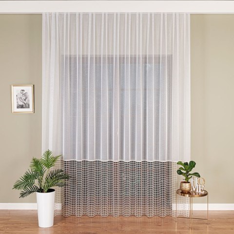 Firanka z aplikacją na markizecie, pasowa, wys. 280cm, kolor 202 biały z kremowym dolem 081773/433/202/000280/1