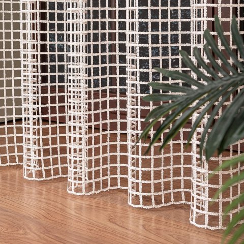 Firanka z aplikacją na markizecie, pasowa, wys. 280cm, kolor 202 biały z kremowym dolem 081773/433/202/000280/1