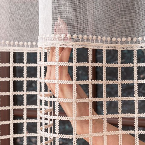 Firanka z aplikacją na markizecie, pasowa, wys. 280cm, kolor 202 biały z kremowym dolem 081773/433/202/000280/1