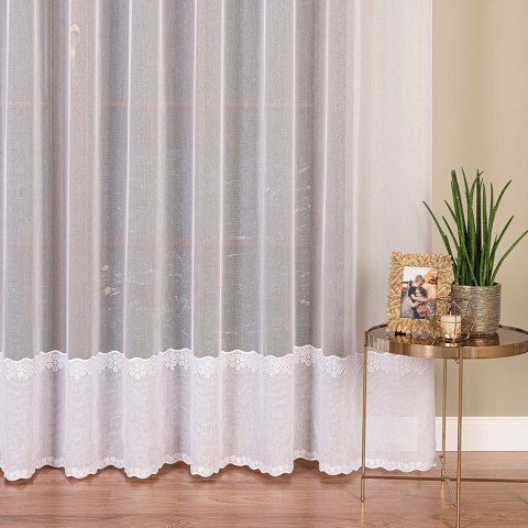 Firanka z aplikacją, pasowa na markizecie, wys. 280cm, kolor biały 009418/178/001/000280/1