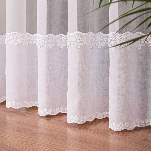 Firanka z aplikacją, pasowa na markizecie, wys. 280cm, kolor biały 009418/178/001/000280/1