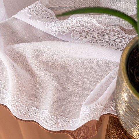 Firanka z aplikacją, pasowa na markizecie, wys. 280cm, kolor biały 009418/178/001/000280/1