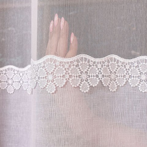 Firanka z aplikacją, pasowa na markizecie, wys. 280cm, kolor biały 009418/178/001/000280/1