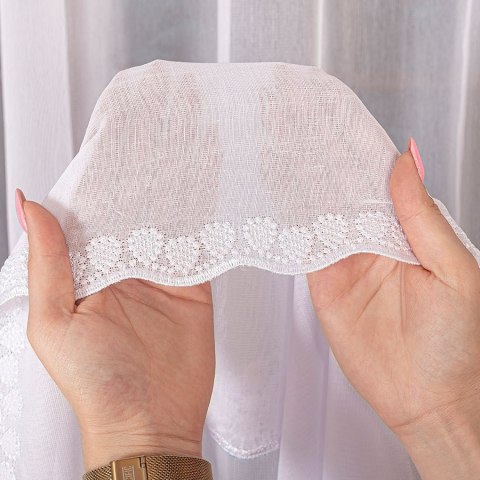 Firanka z aplikacją, pasowa na markizecie, wys. 280cm, kolor biały 009418/178/001/000280/1