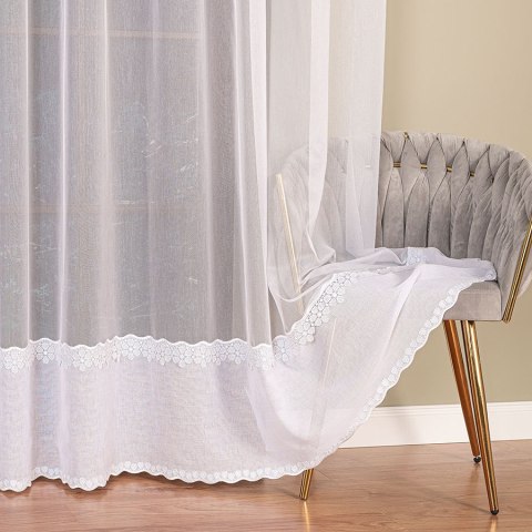 Firanka z aplikacją, pasowa na markizecie, wys. 280cm, kolor biały 009418/178/001/000280/1