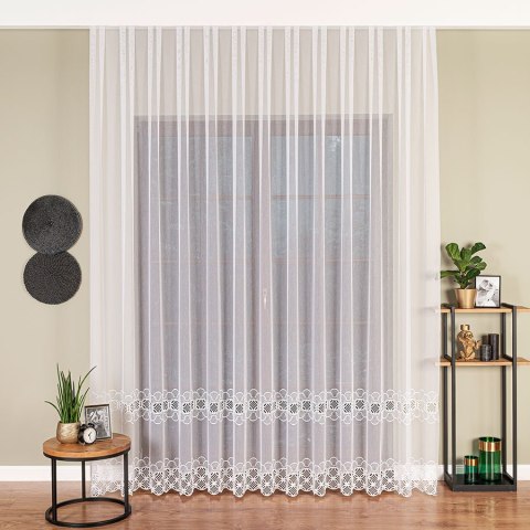 Firanka z aplikacją, pasowa na markizecie, wys. 280cm, kolor biały 112955/433/001/000280/1