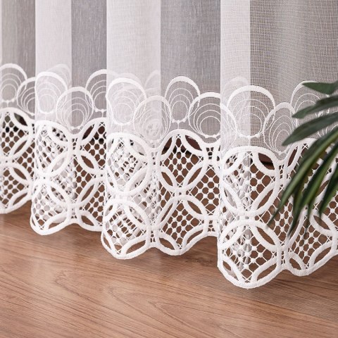 Firanka z aplikacją, pasowa na markizecie, wys. 280cm, kolor biały 112955/433/001/000280/1