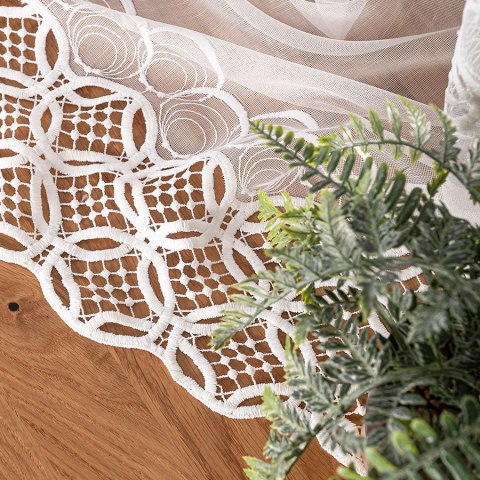 Firanka z aplikacją, pasowa na markizecie, wys. 280cm, kolor biały 112955/433/001/000280/1