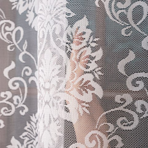 Firanka żakardowa ze wzorem po całości, wys. 160cm, kolor biały 022702/000/001/000160/1