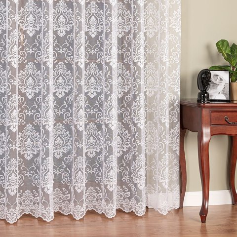 Firanka żakardowa ze wzorem po całości, wys. 230cm, kolor biały 022702/000/001/000230/1