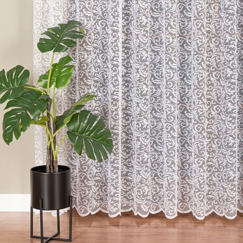 Firanka żakardowa ze wzorem po całości, wys. 250cm, kolor biały 022701/000/001/000250/1