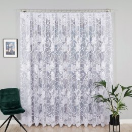Firanka żakardowa ze wzorem po całości wys. 300cm, kolor biały 023338/000/001/000300/1