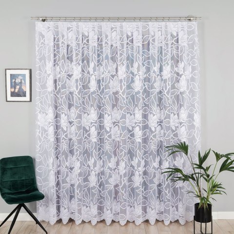 Firanka żakardowa ze wzorem po całości wys. 300cm, kolor biały 023338/000/001/000300/1