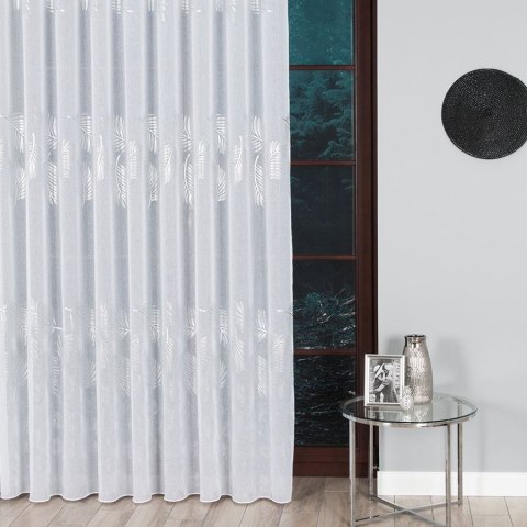 MARIETTA Firanka fantazyjna z ołowianką, wys. 300cm, kolor biały ze srebrnym nadrukiem 000261/OLO/001/000300/1