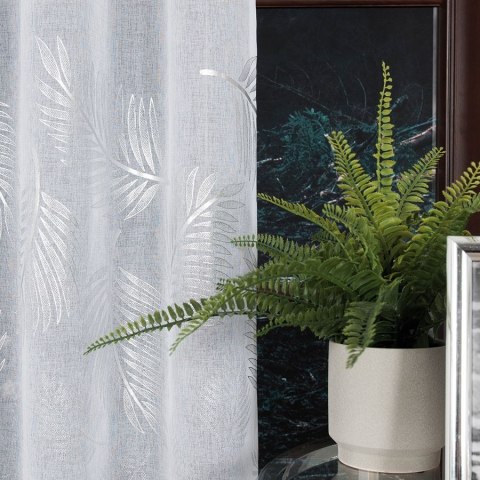 MARIETTA Firanka fantazyjna z ołowianką, wys. 300cm, kolor biały ze srebrnym nadrukiem 000261/OLO/001/000300/1