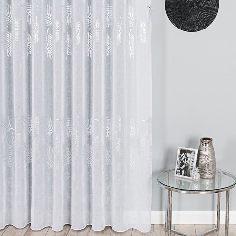 MARIETTA Firanka fantazyjna z ołowianką, wys. 300cm, kolor biały ze srebrnym nadrukiem 000261/OLO/001/000300/1