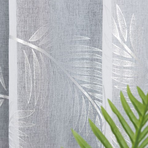 MARIETTA Firanka fantazyjna z ołowianką, wys. 300cm, kolor biały ze srebrnym nadrukiem 000261/OLO/001/000300/1