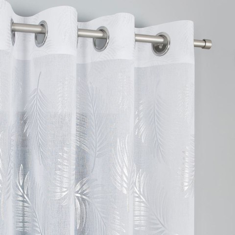 MARIETTA Firanka fantazyjna z ołowianką, wys. 300cm, kolor biały ze srebrnym nadrukiem 000261/OLO/001/000300/1