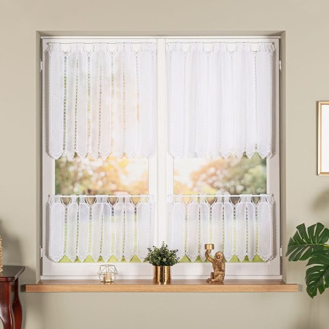 Zazdrostka haftowana panelowa na batyście, wys. 70cm, kolor biały 097651/388/001/000070/1