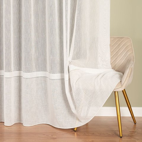 Firanka fantazyjna z ołowianką, wys. 305cm, kolor 010 kremowy 031121/OLO/010/000305/1