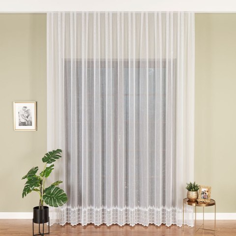 Firanka haftowana z aplikacją, wys. 290cm, kolor biały 006260/MIR/001/000290/1