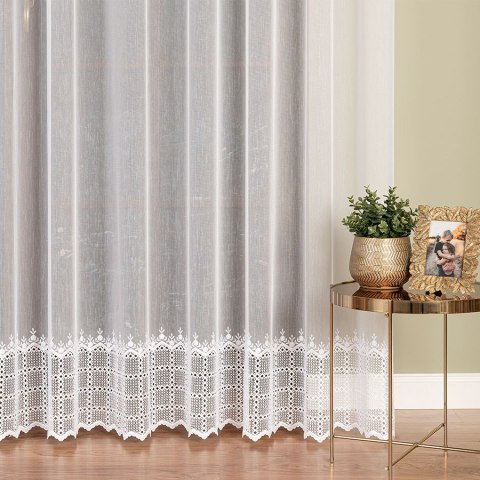 Firanka haftowana z aplikacją, wys. 290cm, kolor biały 006260/MIR/001/000290/1